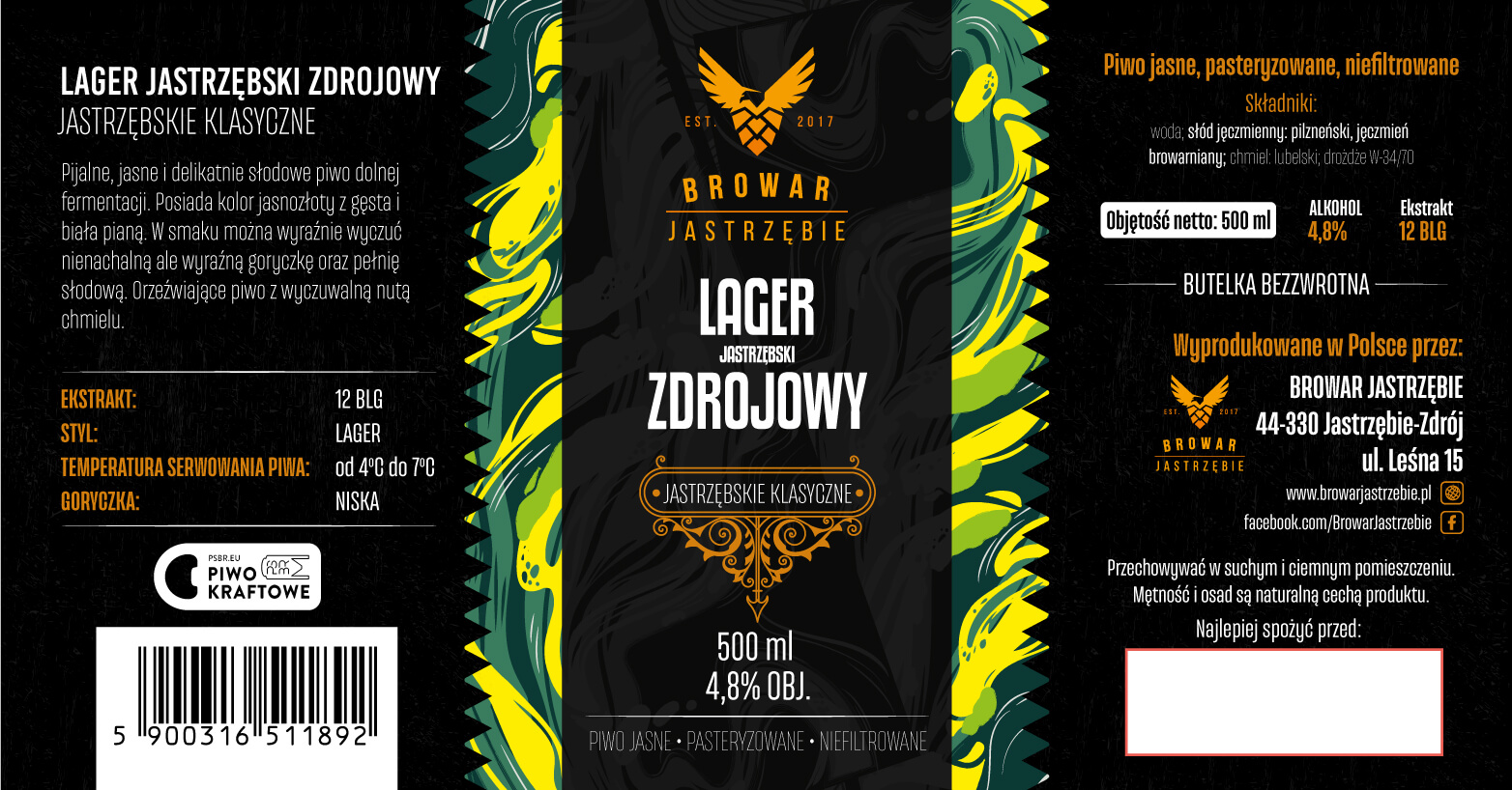 etykieta lager jastrzębski zdrojowy Browar Jastrzębie